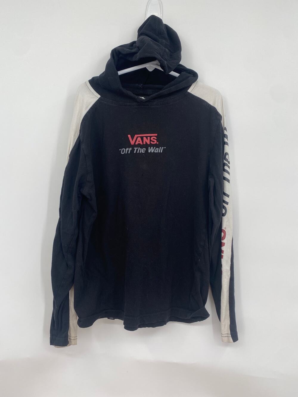 Vans Kids Off The Wall Long Sleeve Hoodie Shirt Black Stains Small